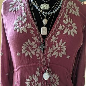 Free People Fable Embroidered Midi Dress